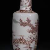 Ming Dynasty red and green color landscape character bottle - photo 5
