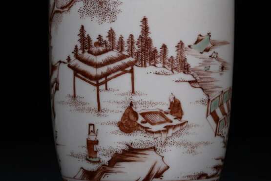 Ming Dynasty red and green color landscape character bottle - Foto 6