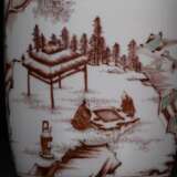 Ming Dynasty red and green color landscape character bottle - photo 6