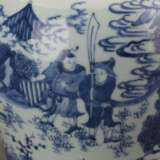 Qing Dynasty blue and white porcelain character story jar - фото 7