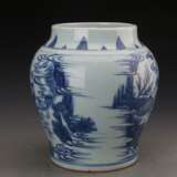 Qing Dynasty blue and white porcelain character story jar - photo 8
