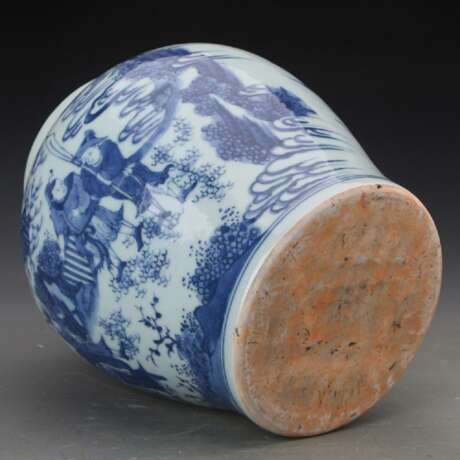 Qing Dynasty blue and white porcelain character story jar - photo 11