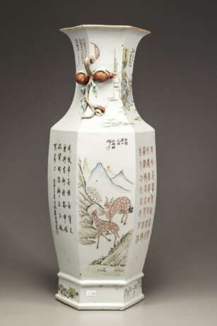 Republic of China pastel hexagonal porcelain vase - photo 1