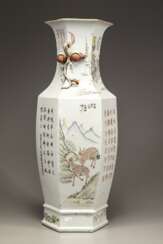 Republic of China pastel hexagonal porcelain vase