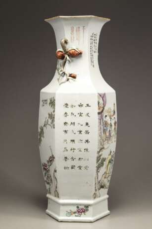 Republic of China pastel hexagonal porcelain vase - photo 2