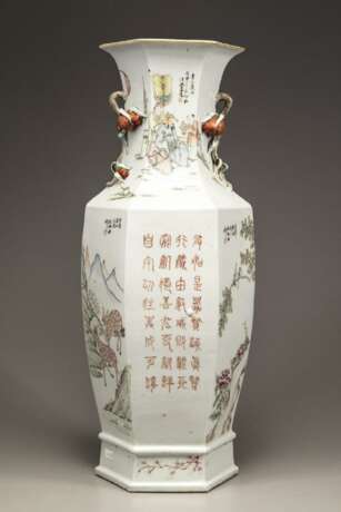 Republic of China pastel hexagonal porcelain vase - photo 3