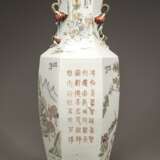 Republic of China pastel hexagonal porcelain vase - фото 3