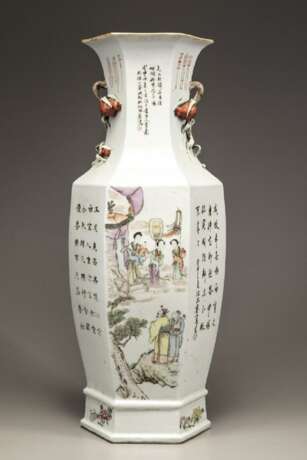 Republic of China pastel hexagonal porcelain vase - photo 4