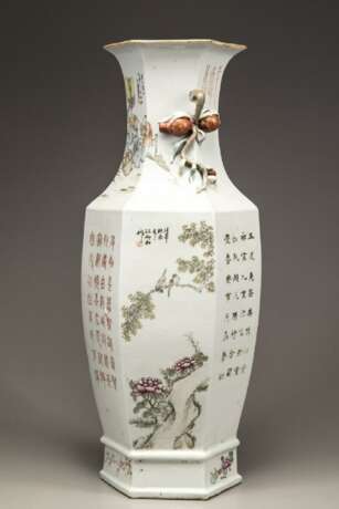 Republic of China pastel hexagonal porcelain vase - фото 6