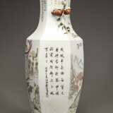 Republic of China pastel hexagonal porcelain vase - фото 7