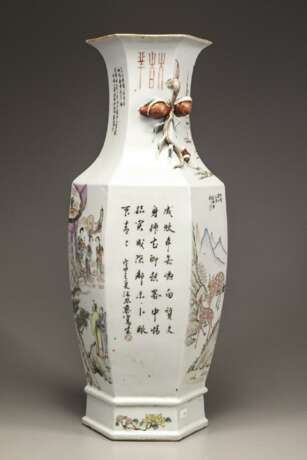 Republic of China pastel hexagonal porcelain vase - photo 7