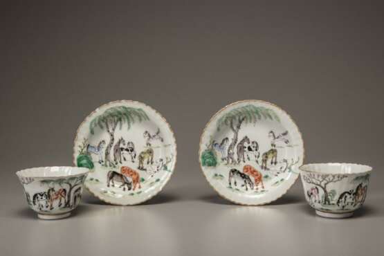 China 20th Century a pair of pink horse painting cup - photo 2