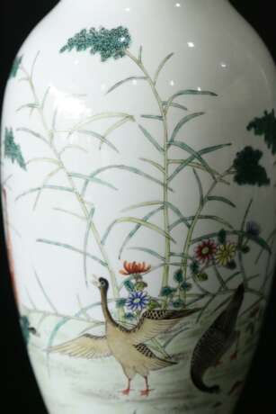 Qing Dynasty Qianlong pastels glaze geese reed ornamental bottle - фото 6