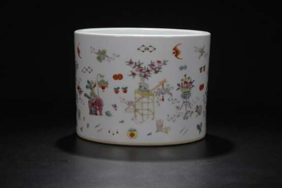 Late Qing Dynasty pastel glaze pen container - фото 2