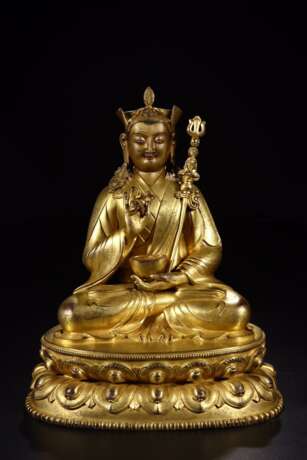 Qing Dynasty Copper gilt lotus Sitting image - Foto 1
