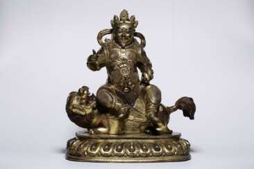 Qing Dynasty Copper gilt God of wealth Sitting image