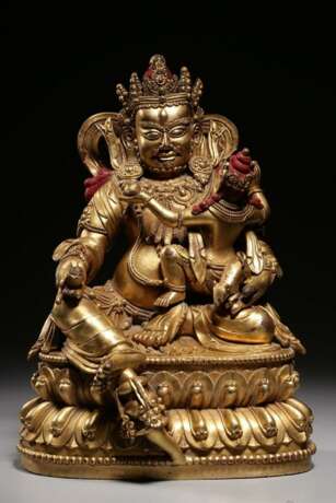 Qing Dynasty Copper gilt God of wealth Buddha statue - Foto 1