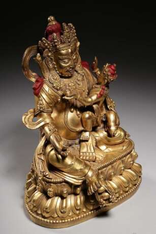 Qing Dynasty Copper gilt God of wealth Buddha statue - Foto 6