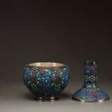 A silver filigree enamelled bottle vase with turquoise - фото 5