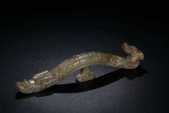 Han Dynasty Hetian green Jade Dragon head Jade belt buckle - фото 7