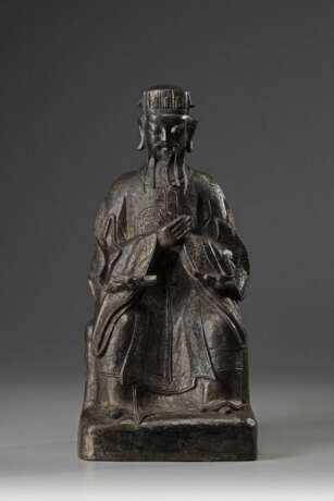 China Ming Dynasty bronze Carved scholar - фото 1