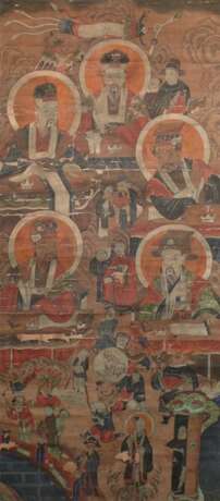 a pair China Qing Dynasty Taoism Figure painting - фото 5