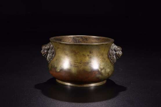 Qing dynasty copper lion ear incense burner - фото 1