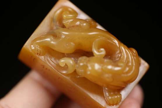 Qing Dynasty Tian Huang jade Carving Dragon seal - Foto 6