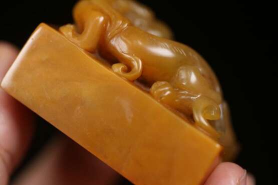 Qing Dynasty Tian Huang jade Carving Dragon seal - Foto 7