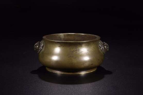 18th century Qing Dynasty copper lion ear incense burner - photo 1