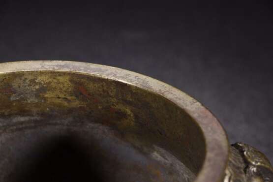 18th century Qing Dynasty copper lion ear incense burner - фото 8