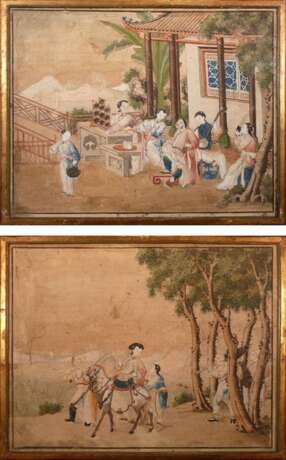 Two pieces China Qing Dynasty Character scene painting - фото 1