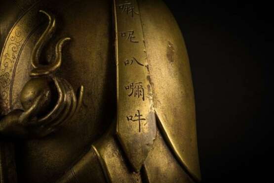 Qing dynasty bronze gilt monk statue - Foto 2
