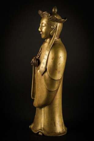 Qing dynasty bronze gilt monk statue - photo 6