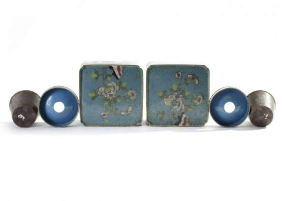 A pair of large Chinese cloisonne enamel ink pots - Foto 4