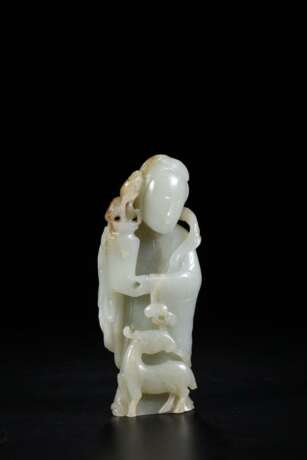 Qing Dynasty Hetian White jade Carving Man and deer - Foto 2