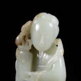 Qing Dynasty Hetian White jade Carving Man and deer - фото 4