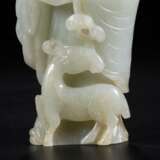 Qing Dynasty Hetian White jade Carving Man and deer - Foto 6