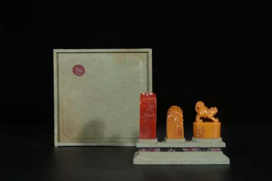 Shoushan stone Cinnabar Tian Huang jade seal set - Foto 1