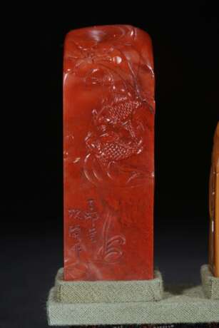 Shoushan stone Cinnabar Tian Huang jade seal set - Foto 3