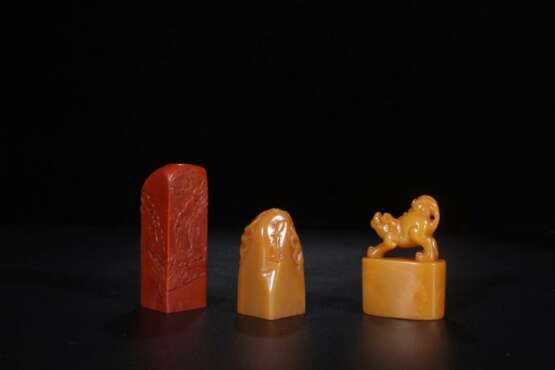 Shoushan stone Cinnabar Tian Huang jade seal set - Foto 5