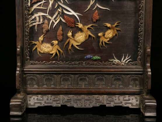 Qing Dynasty Rosewood lacquerware wealth Table screen - Foto 6