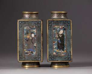 A pair of Chinese cloisonné enamel 'Eight Immortals'
