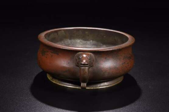 Ming Dynasty Xuande Double Beast Ear Copper Incense Burner - photo 3