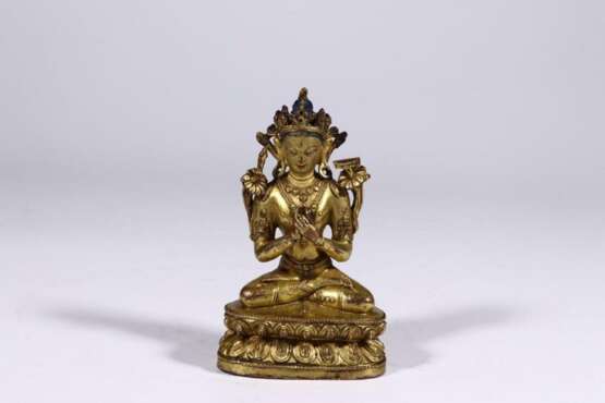 Qing Dynasty bronze gilt Buddha statue - Foto 1