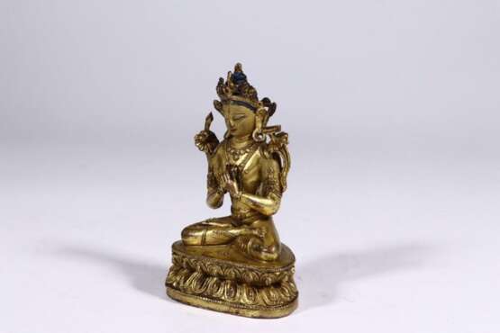 Qing Dynasty bronze gilt Buddha statue - Foto 6