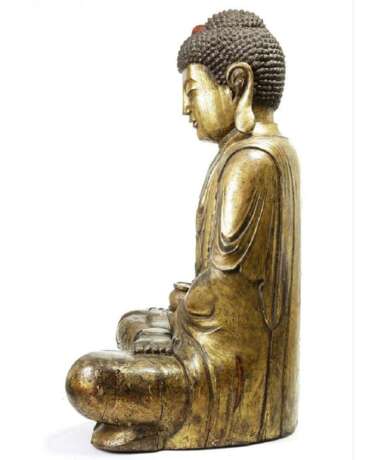 A massive Chinese gilt-lacquered wood Buddha statue - Foto 3