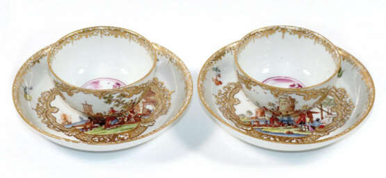 2 Koppchen und Untertassen mit Kauffahrteiszenen - фото 1