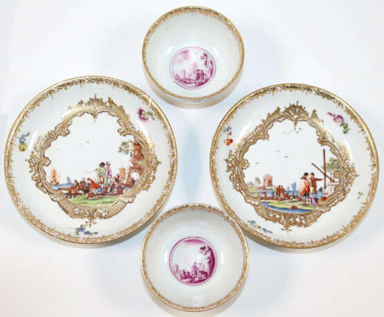 2 Koppchen und Untertassen mit Kauffahrteiszenen - фото 2