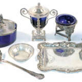 Konvolut Silber/Blauglas (7 Teile). - photo 1